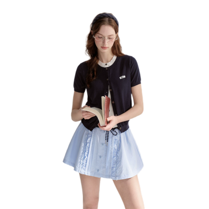 Contrast Faux Layer Knit Tee