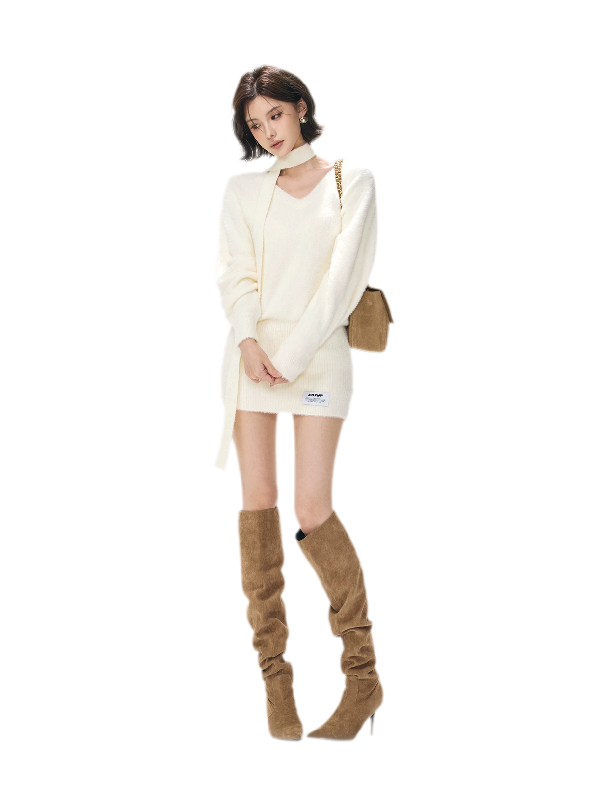 Plush V-Neck Convertible Sweater