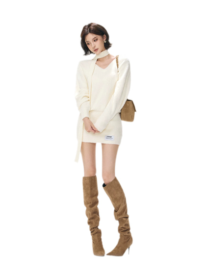 Plush V-Neck Convertible Sweater