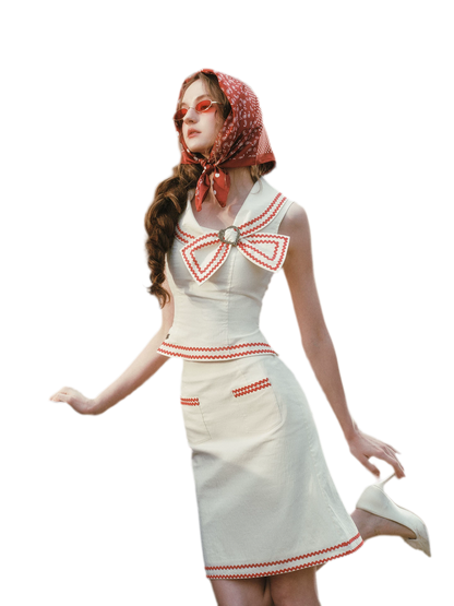 Tailored Bow Collar Set