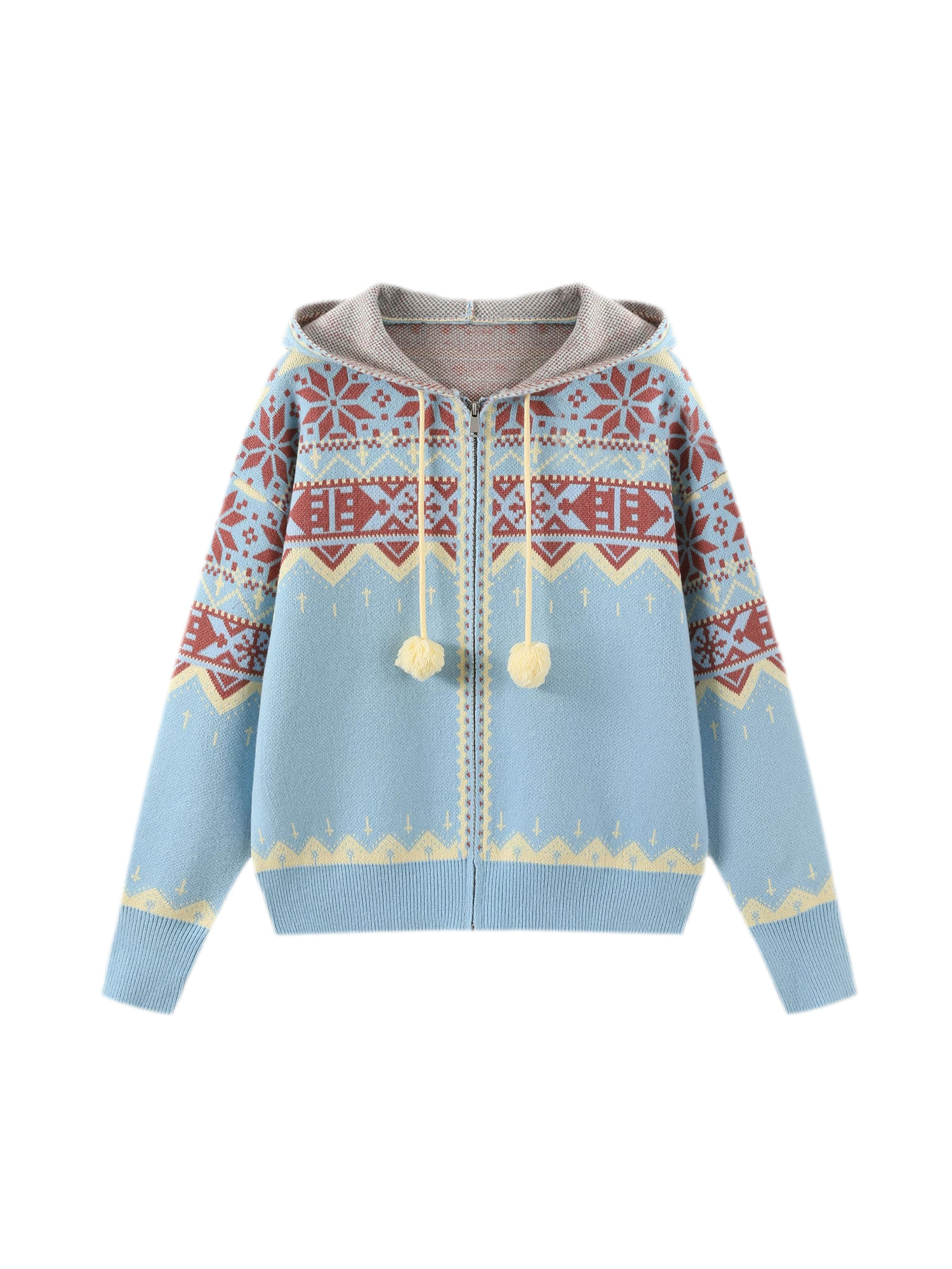 Fair Isle Hooded Zip Cardigan