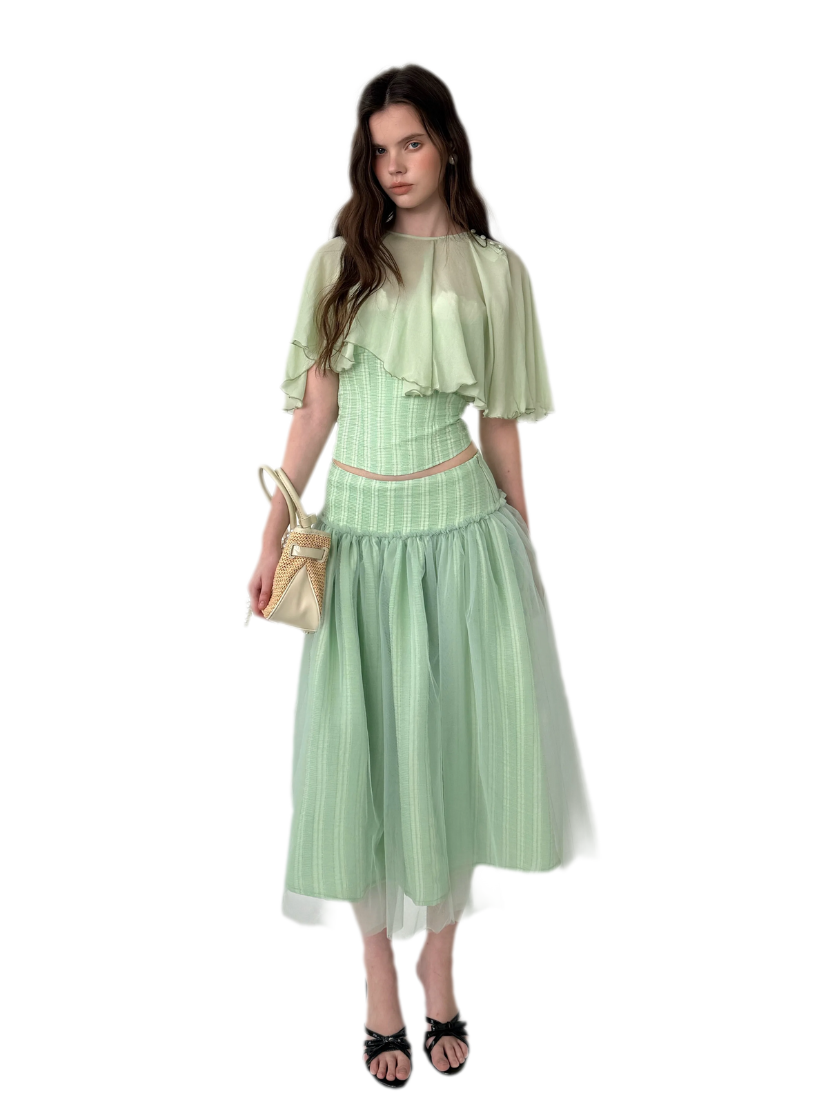 Striped Ruffle Bustier Set
