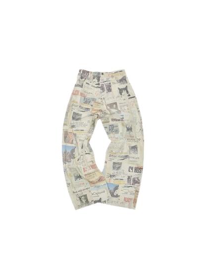 Pantalon en toile imprimé à jambes larges