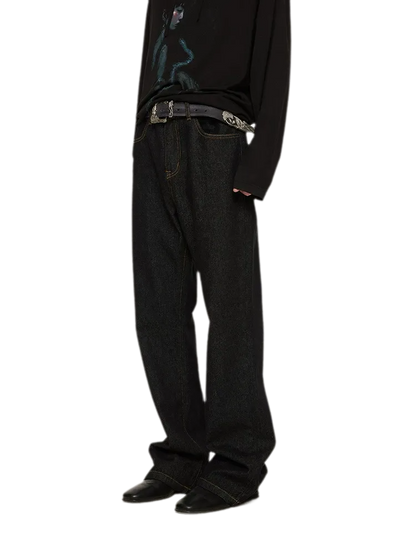 Washed Bootcut Raw-Denim Jeans