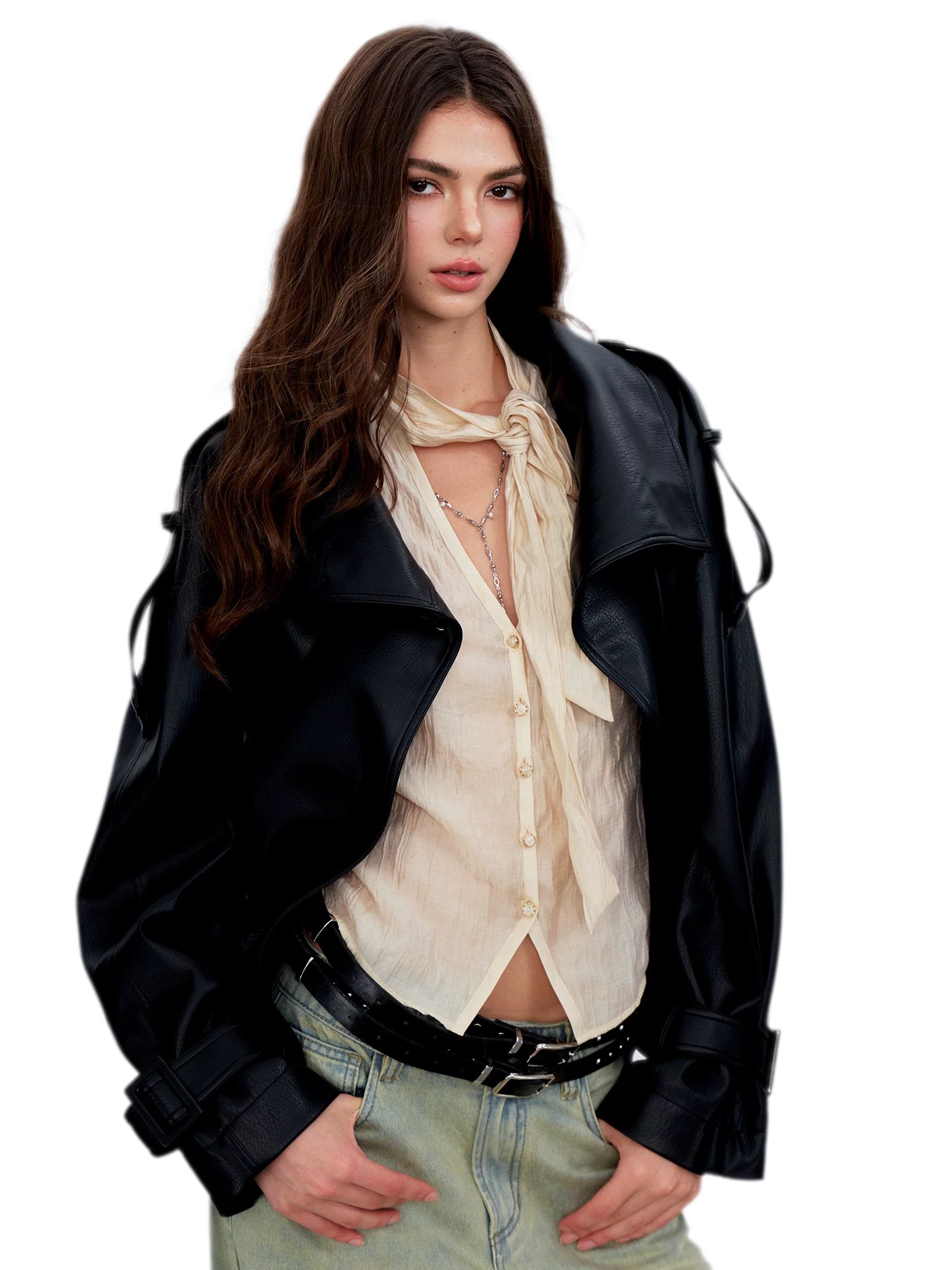 Crinkled Tie Waist Shirt