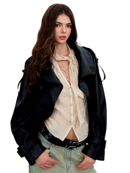 Crinkled Tie Waist Shirt