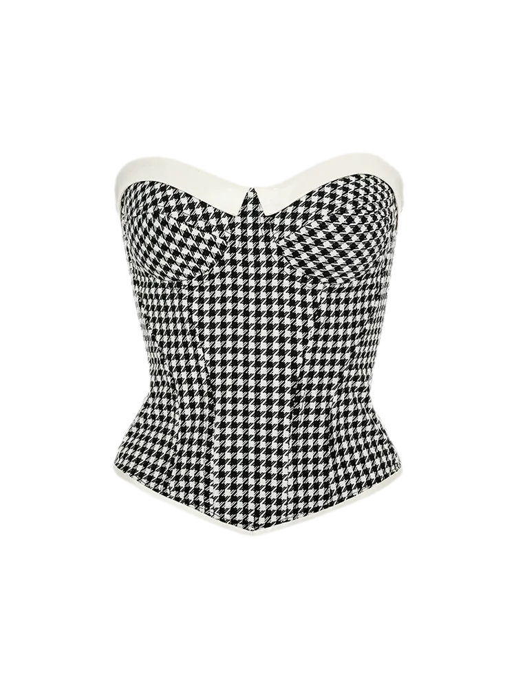 CORSELET Houndstooth Boned Corset Top – view 3
