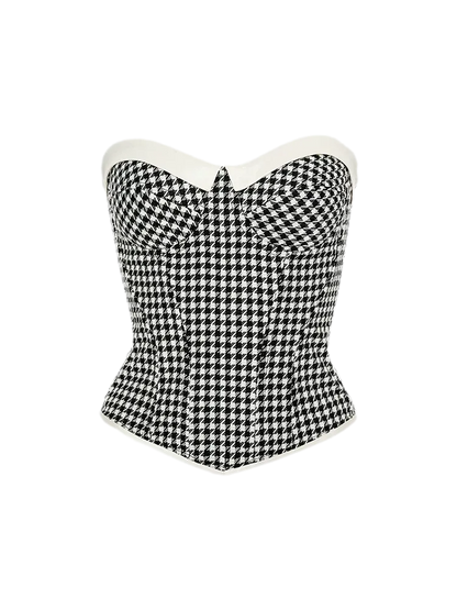 Houndstooth Boned Corset Top