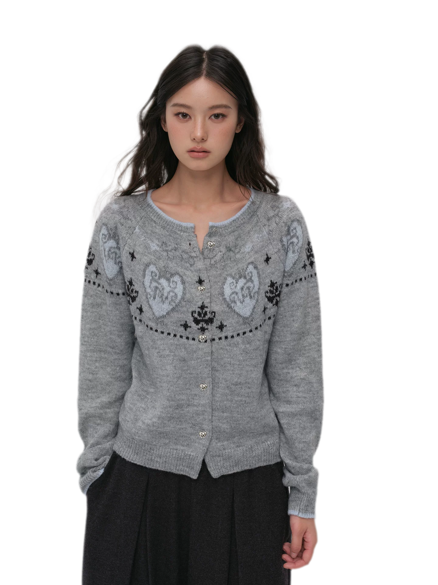 Fair Isle Jacquard Knit Cardigan