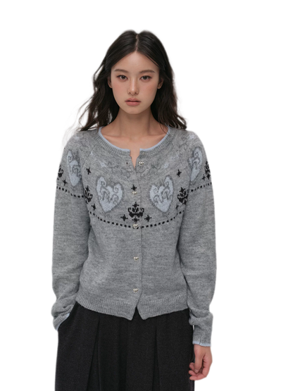 Fair Isle Jacquard Knit Cardigan