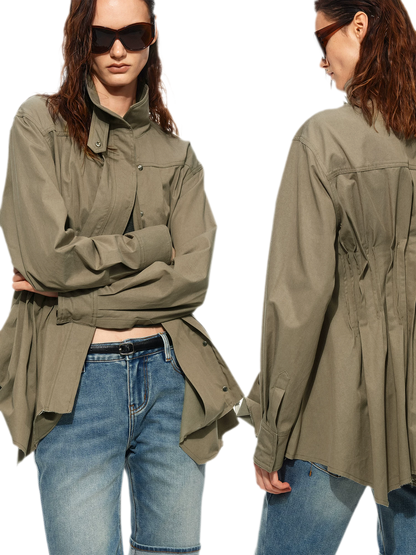 Pleated Fitted Utility Jacket