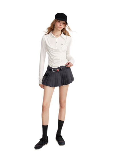 Ruched Layered Polo Top