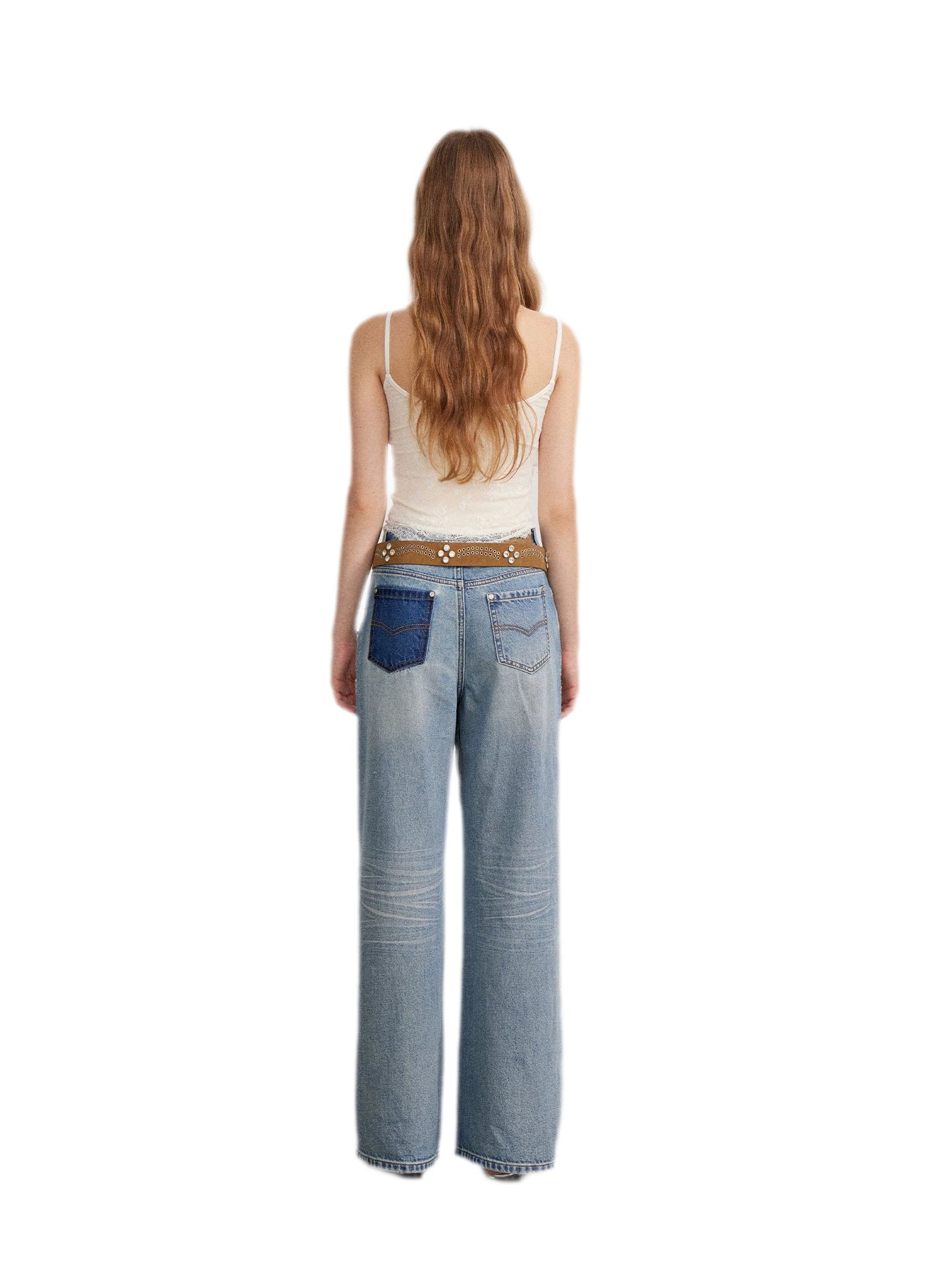 Rhinestone Pearl Wide-Leg Jeans