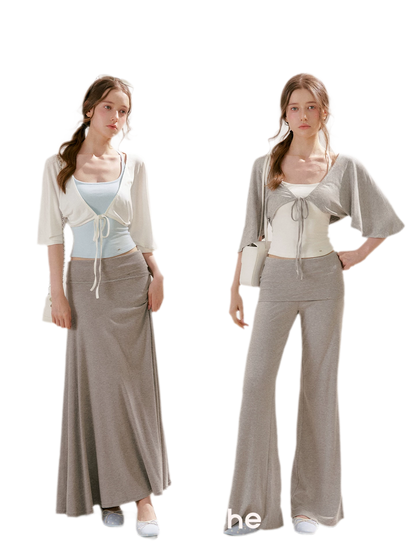 Airy Cloud Feel Halter U-Neck Vest and Batwing