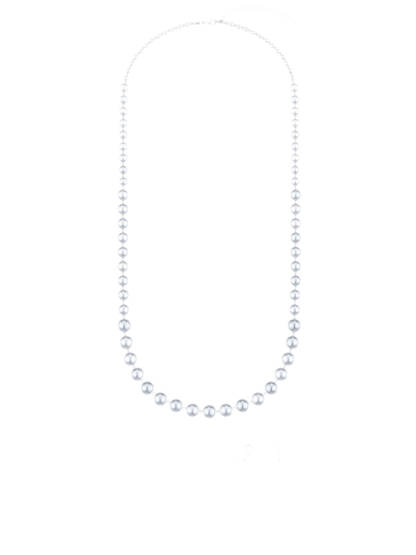 Silver Pearl Long Necklace