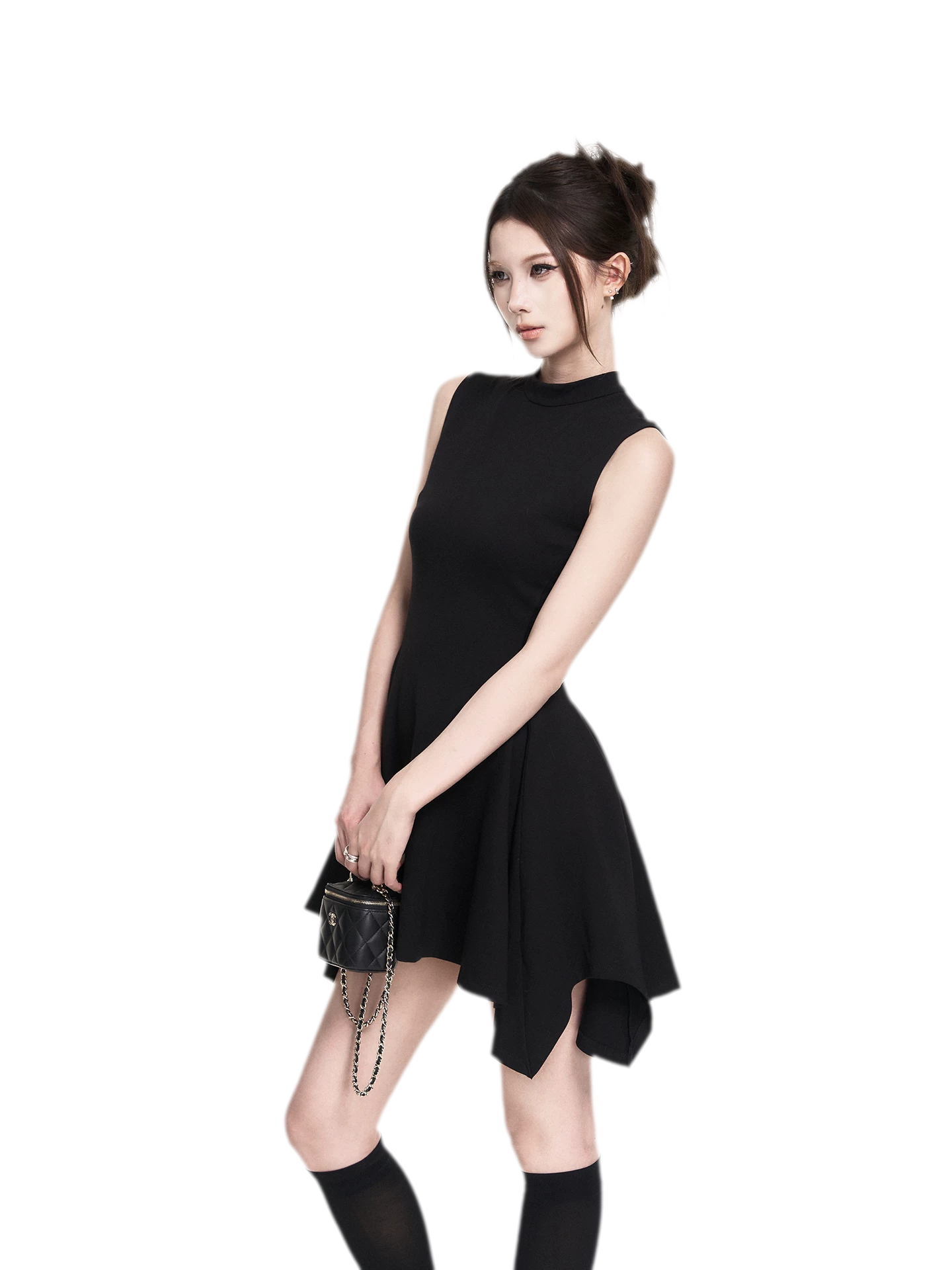 Black Asymmetric A-Line Dress