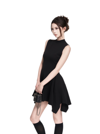 Black Asymmetric A-Line Dress