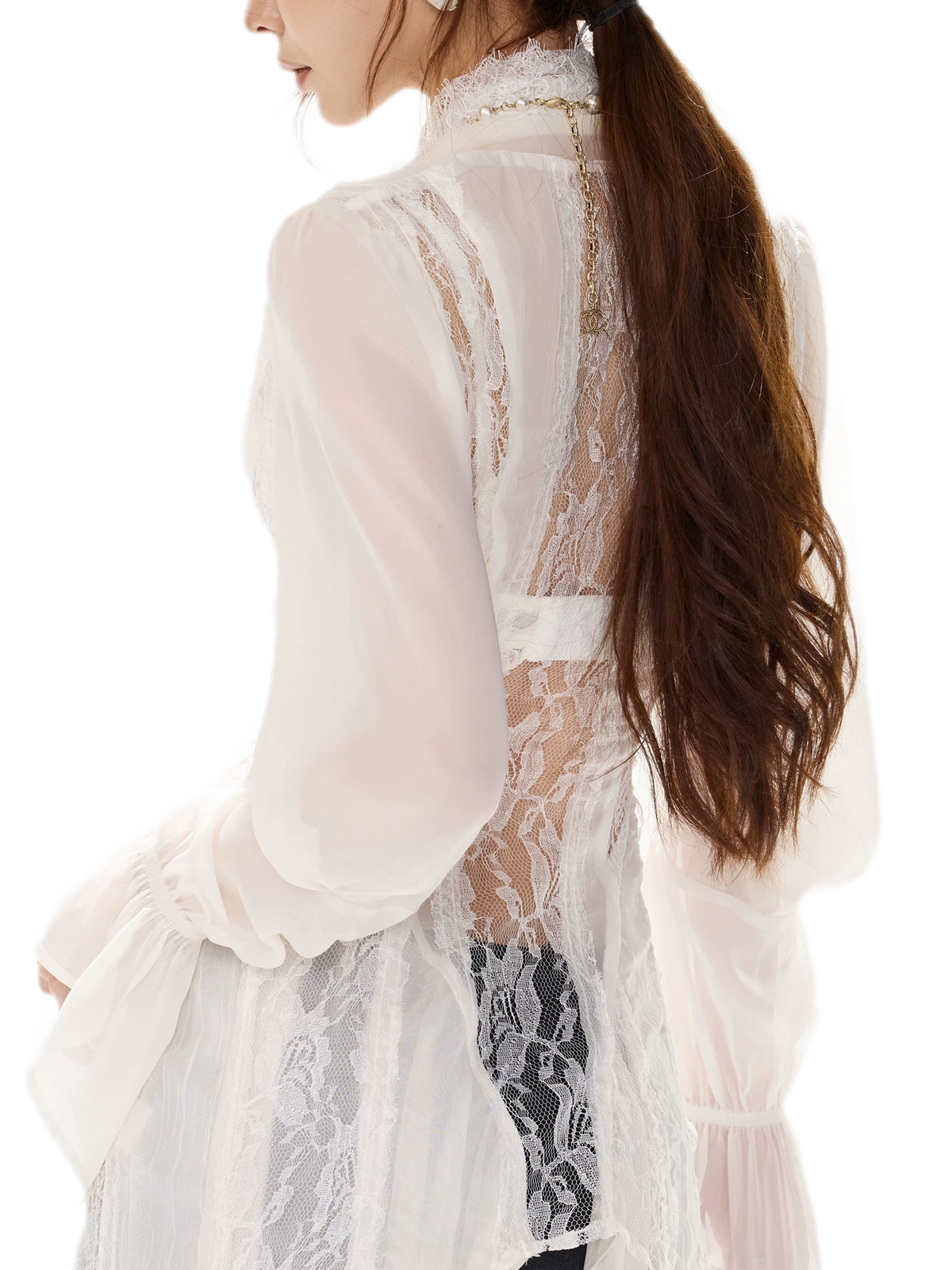 Lace Wrap Swallowtail Blouse