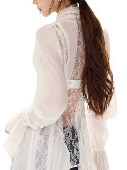 Lace Wrap Swallowtail Blouse