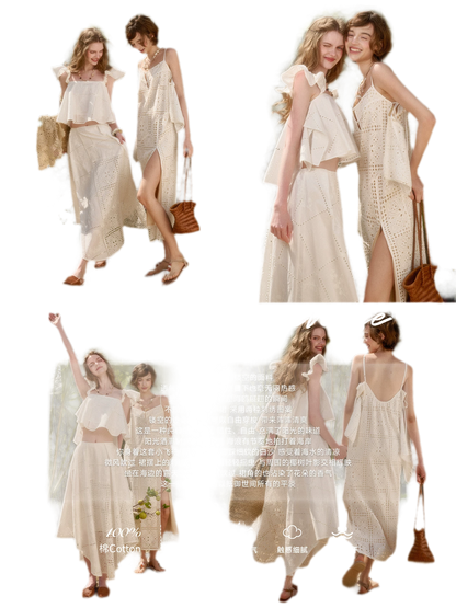 Clear White Embroidered Cotton Set