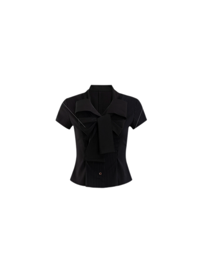 Bow Stripe Shirt Set