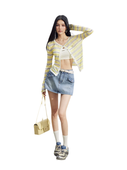 Striped Ice Silk Cardigan