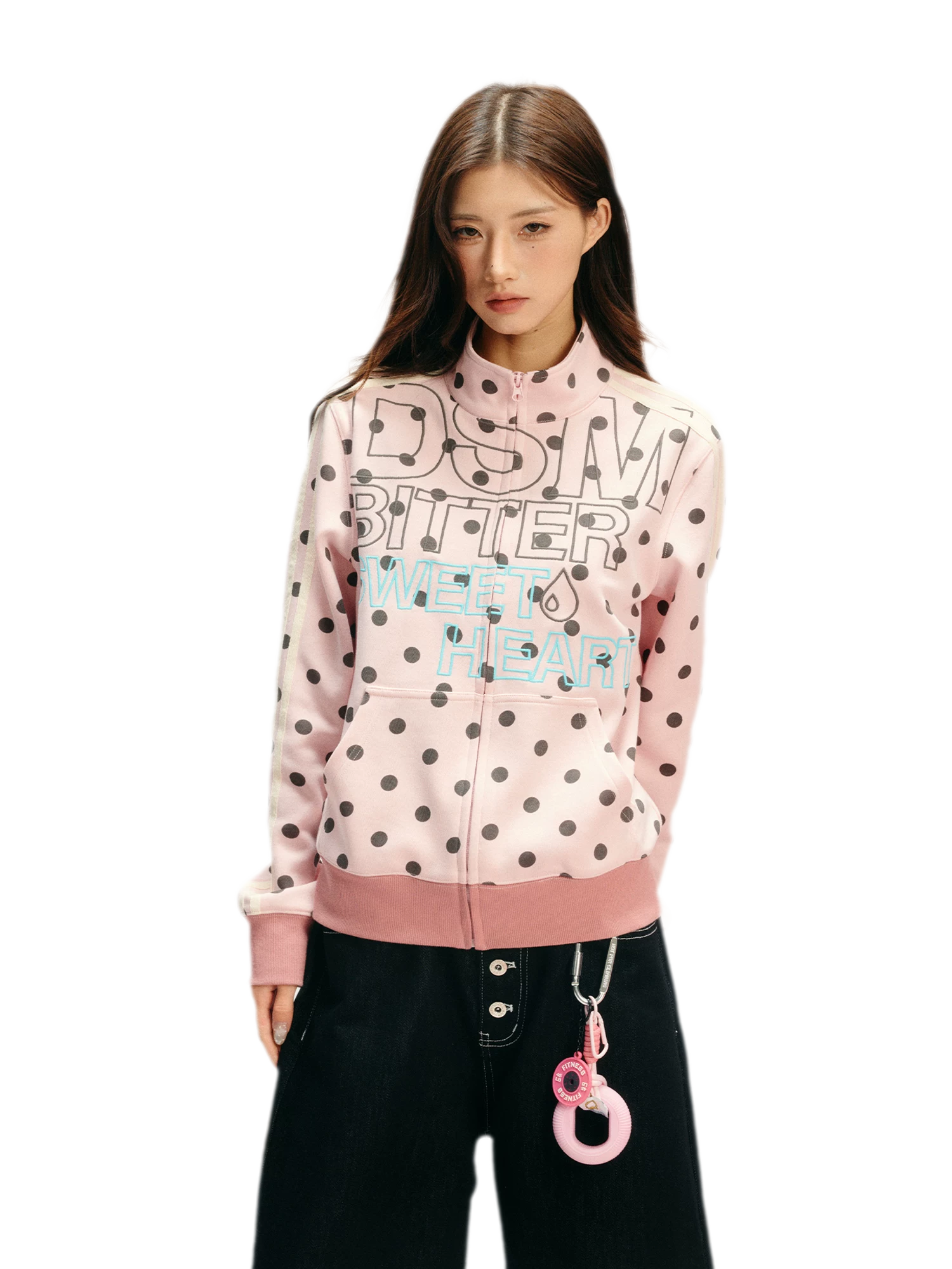 Custom Polka-Dot Stand-Collar Sweatshirt