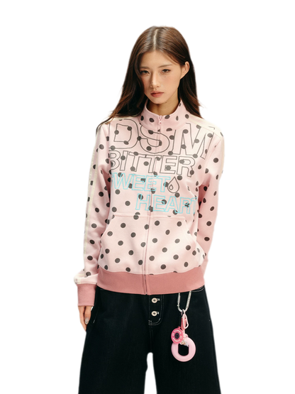 Custom Polka-Dot Stand-Collar Sweatshirt