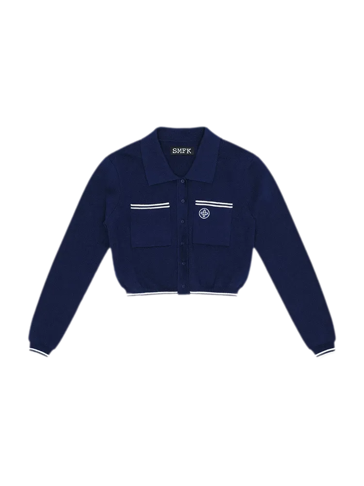 Contrast Stripe Knitted Cropped Jacket