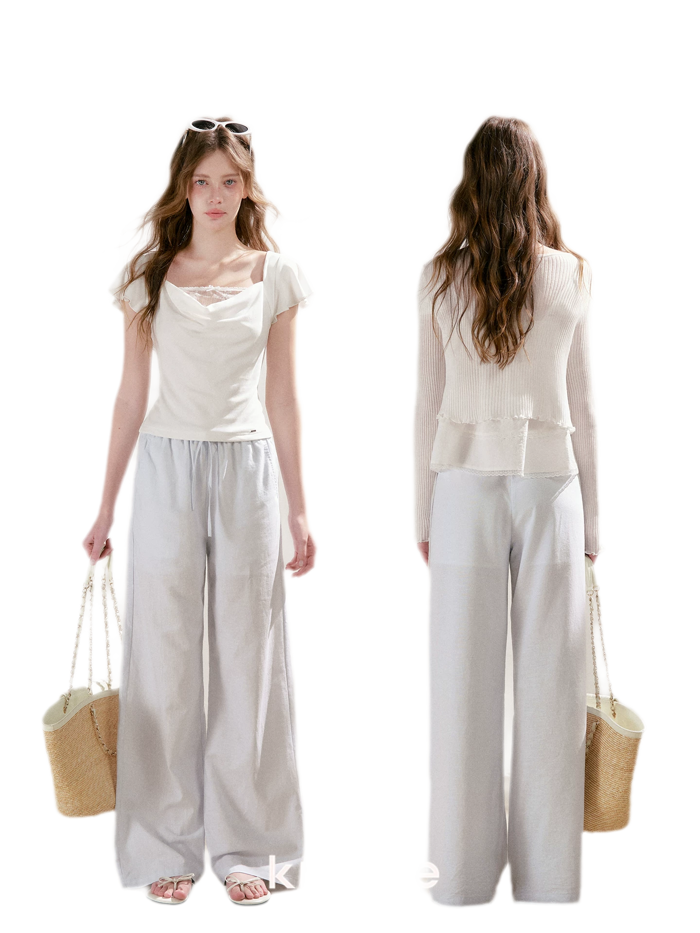 Linen Cotton Wide-Leg Trousers