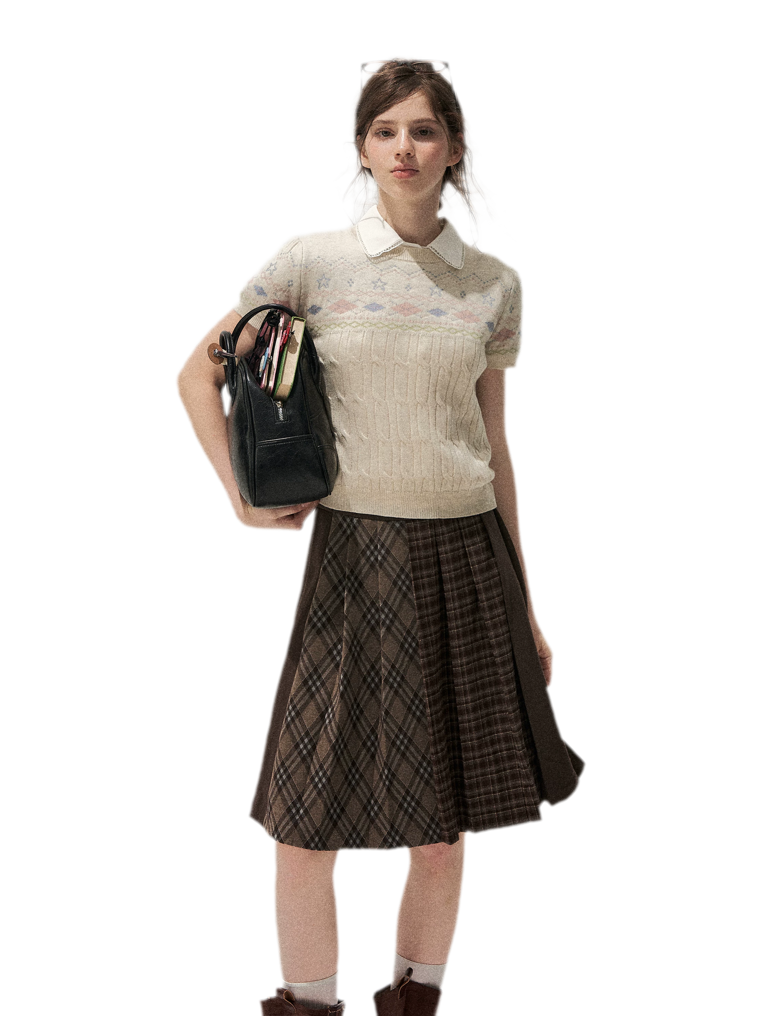 Fair Isle Cropped Knit Sweater