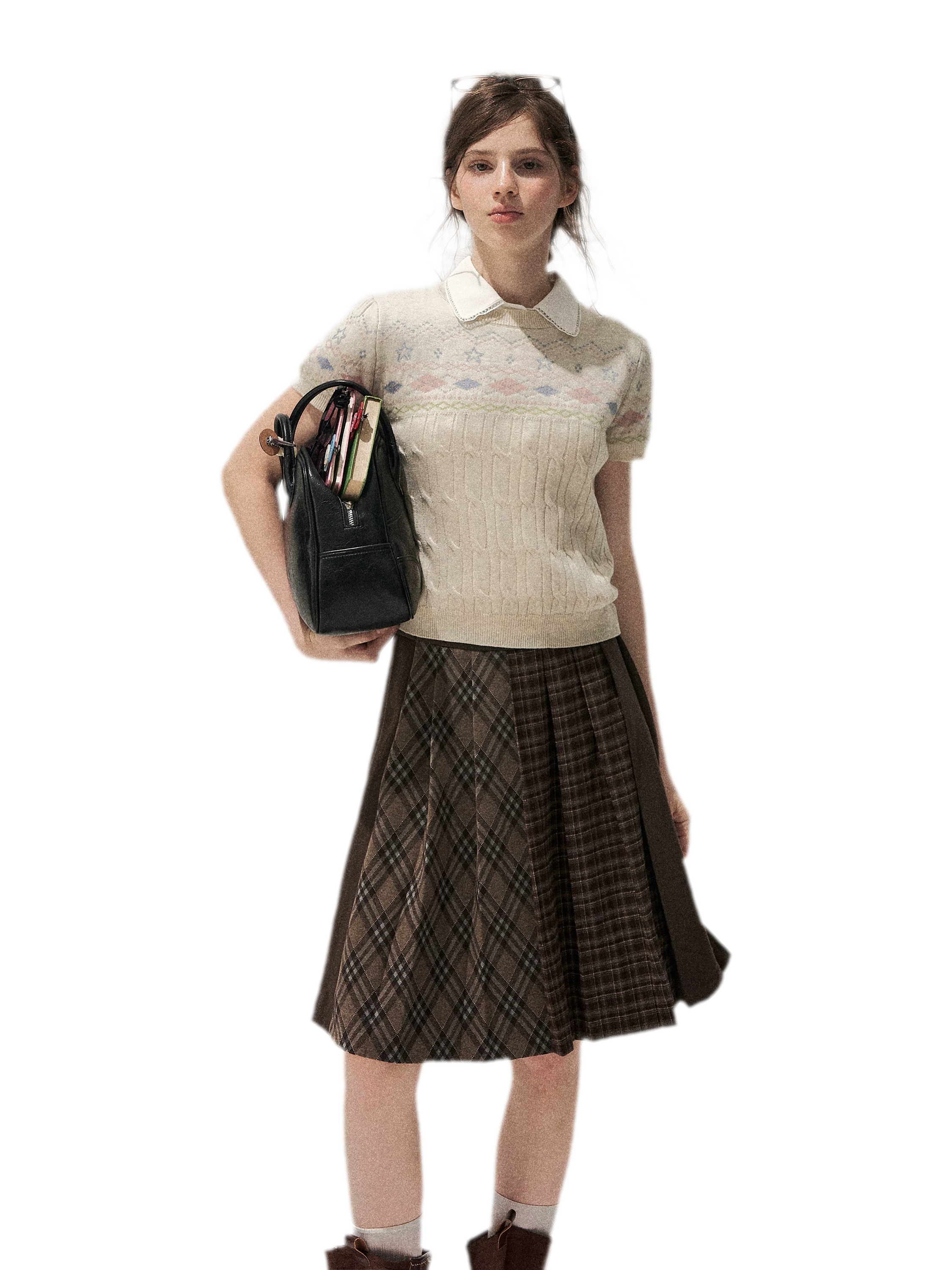 Fair Isle Cropped Knit Sweater