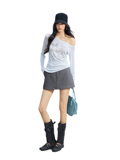 Asymmetric Off-Shoulder Sun Protection T-Shirt