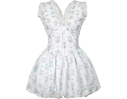 Cat Print Bubble Dress