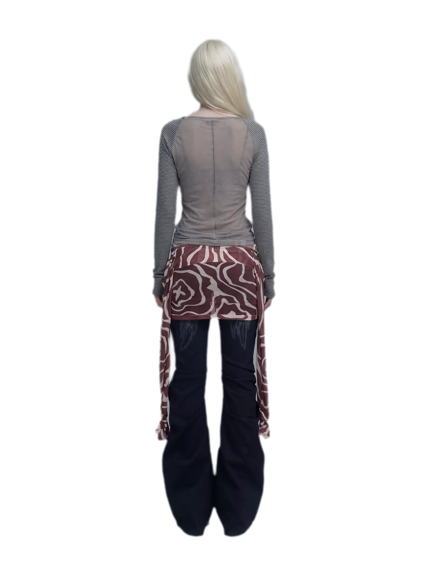 Sheer Studded Stripe Long-Sleeve Top