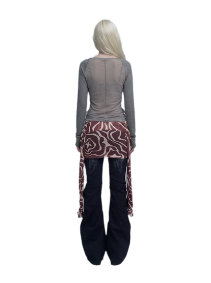 Sheer Studded Stripe Long-Sleeve Top