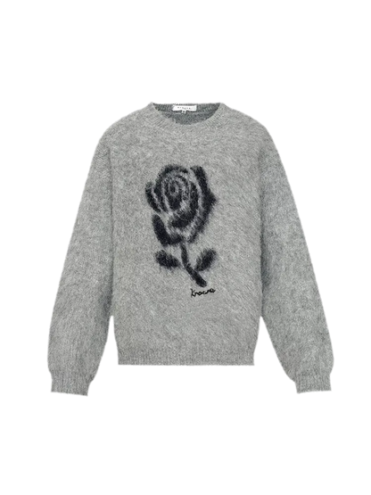 Rose Jacquard Grey Sweater
