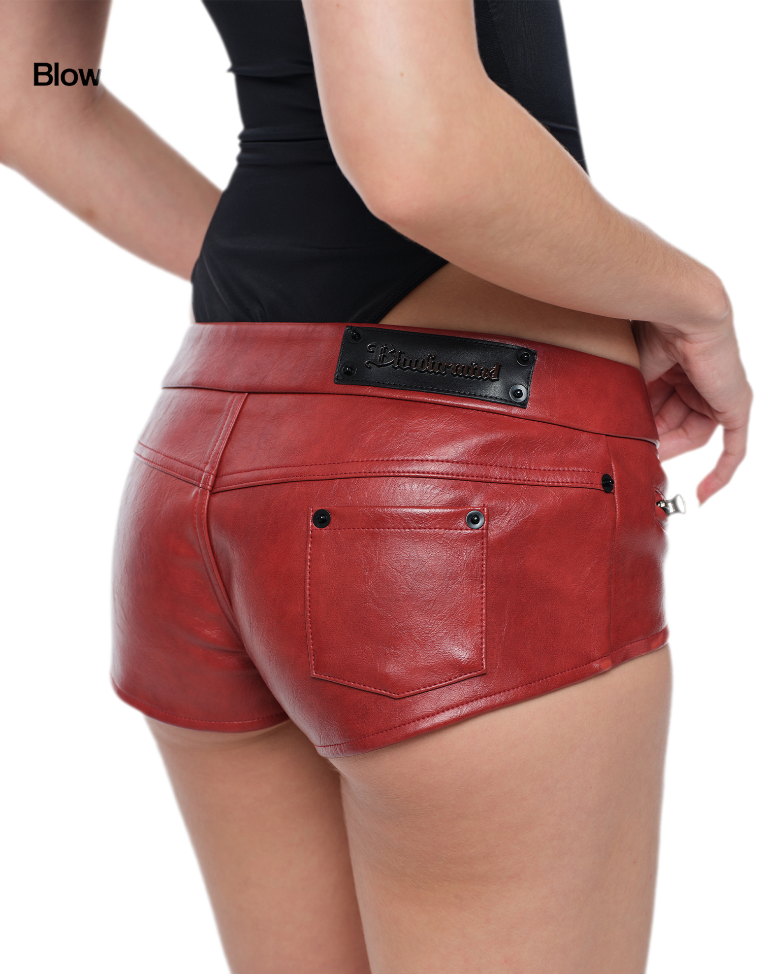 Red Waxed Low-Rise Shorts