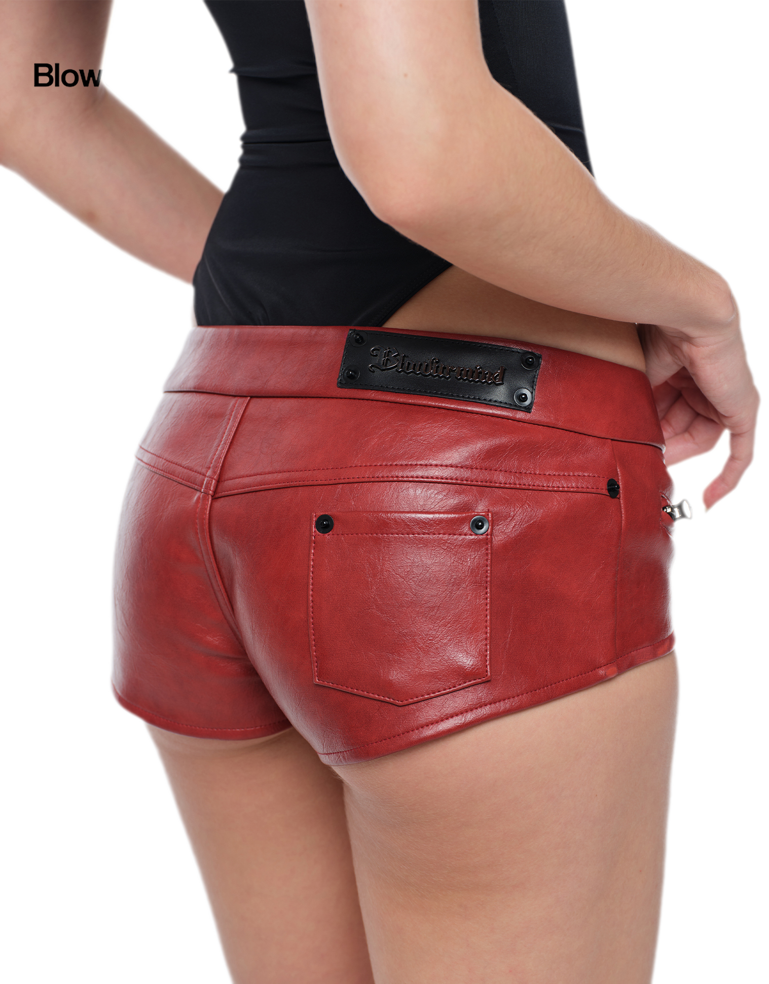 Red Waxed Low-Rise Shorts