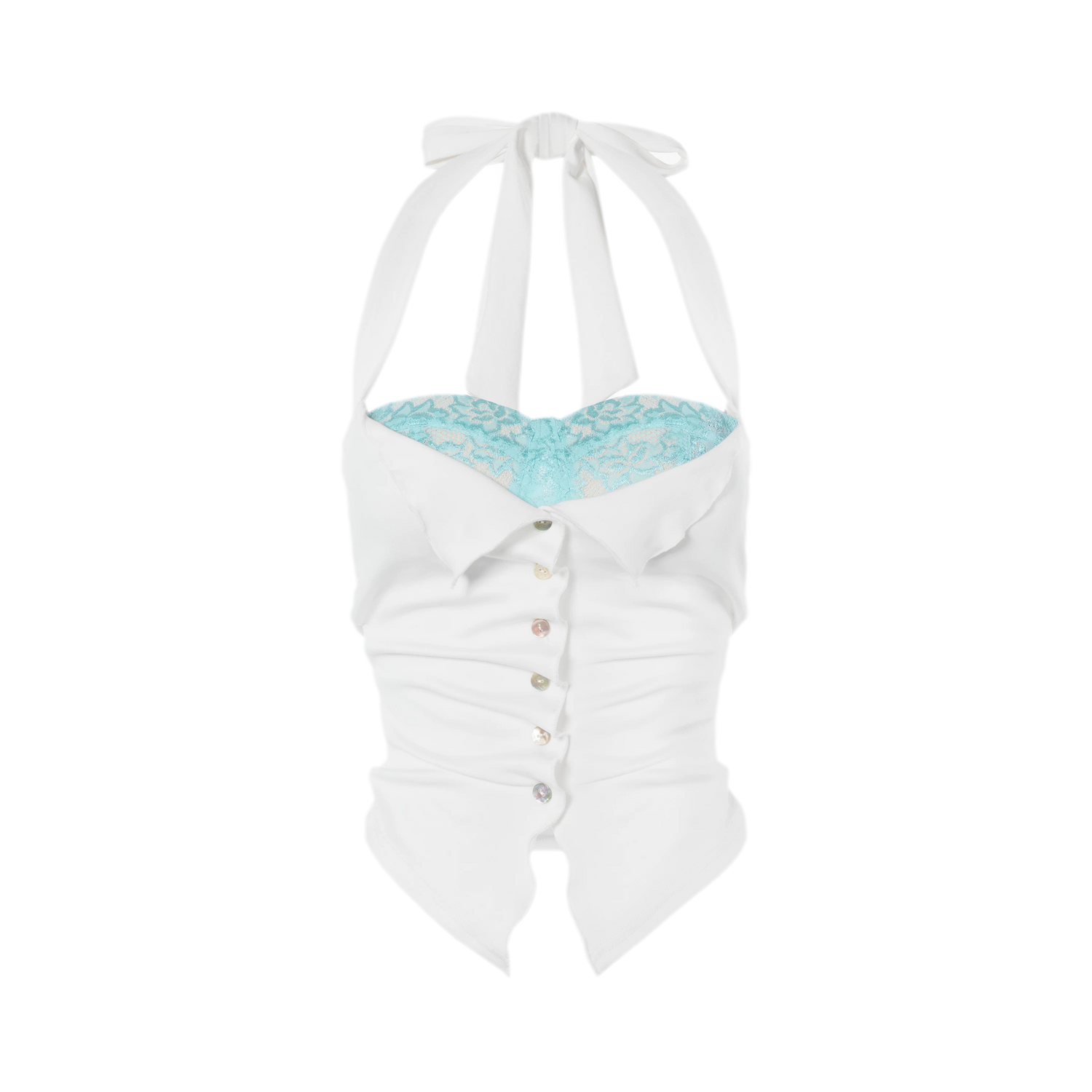 Original Peacock Blue Lace Halter Top