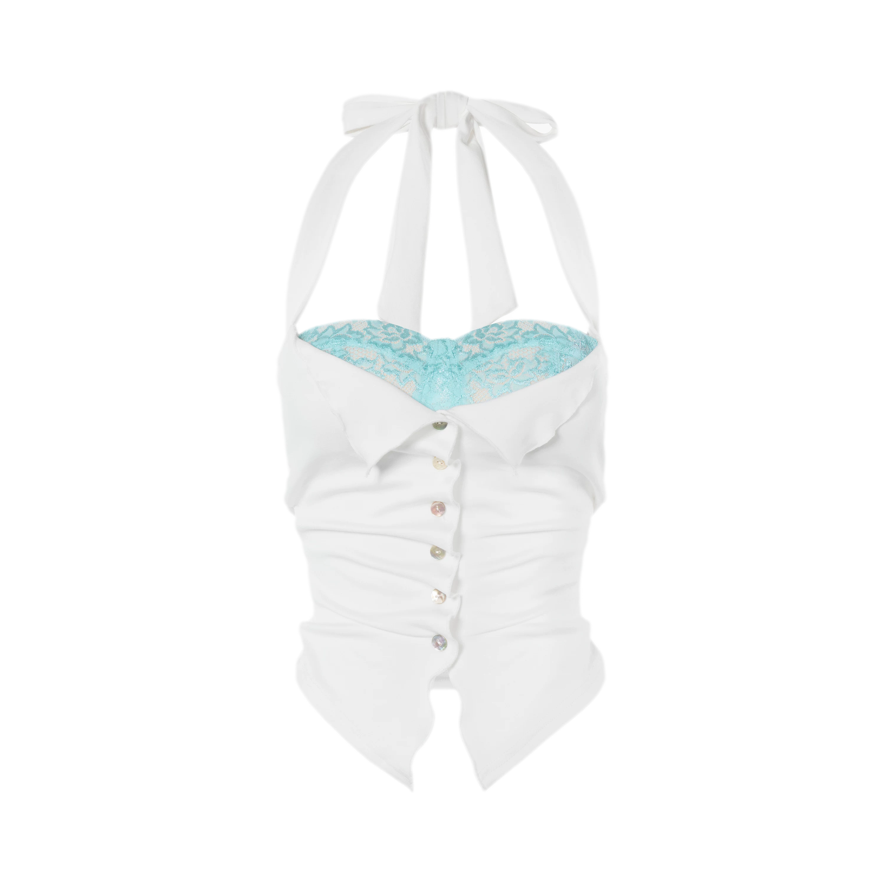 Original Peacock Blue Lace Halter Top