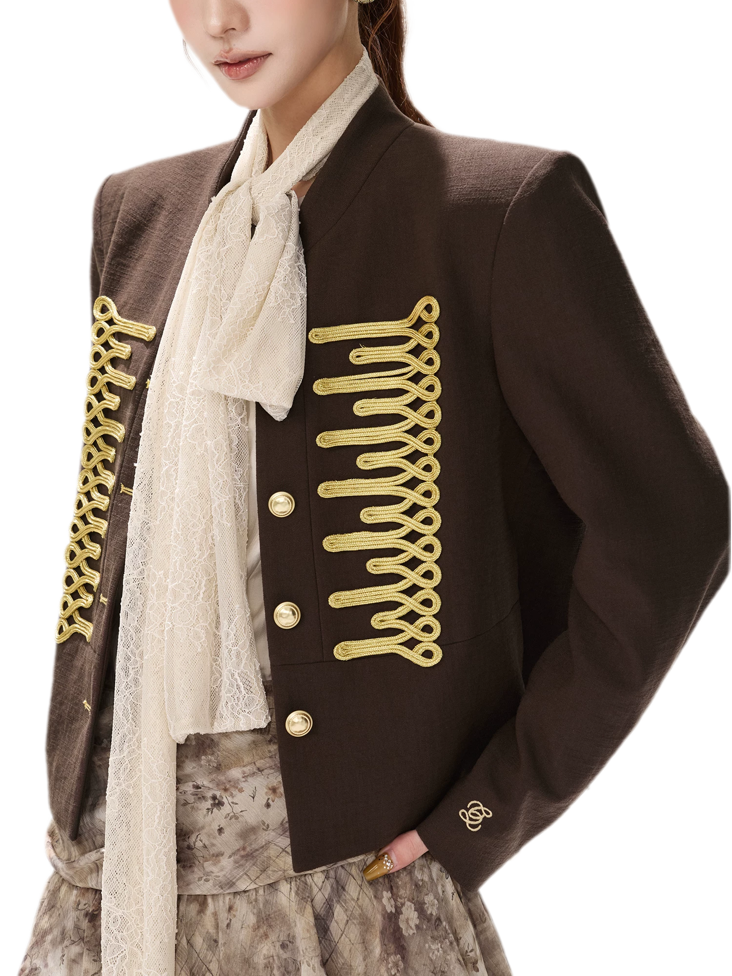 Textured Cropped Stand-Collar Jacket