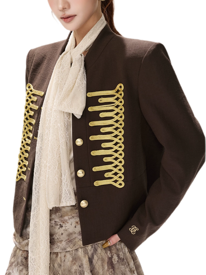 Textured Cropped Stand-Collar Jacket