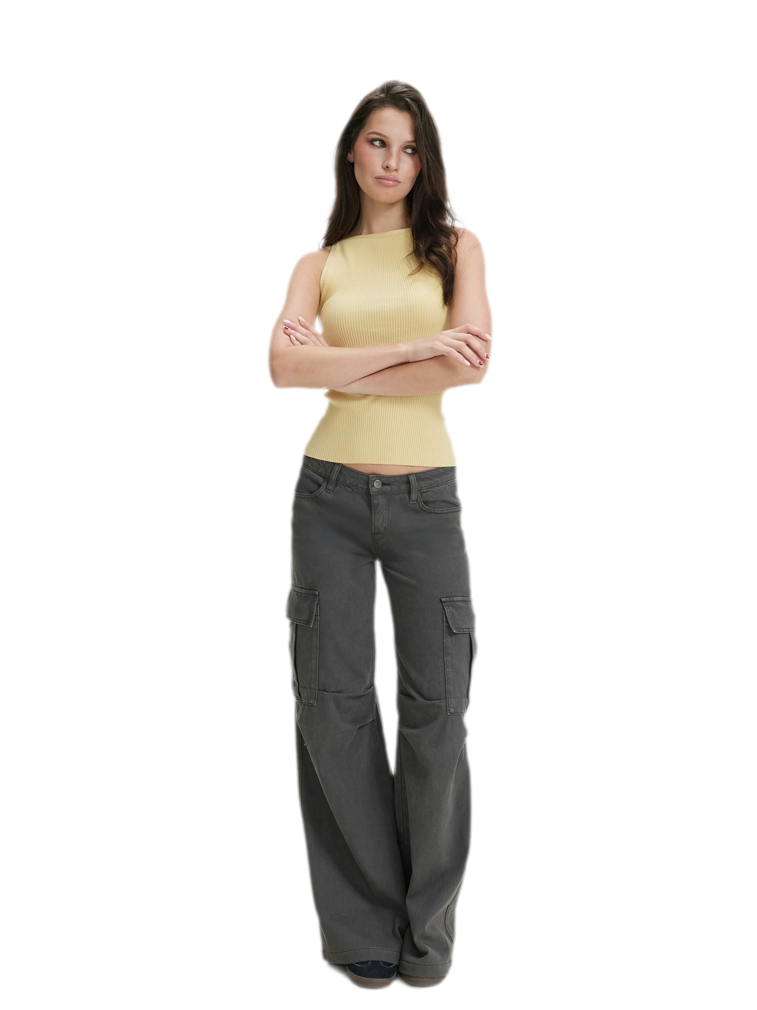 Washed Cargo Wide-Leg Pants