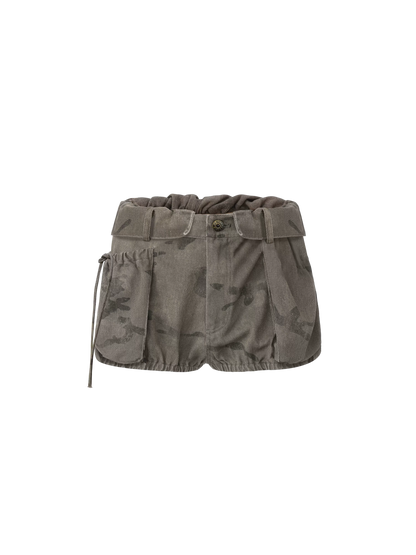 Punk Grunge Washed Camouflage Shorts