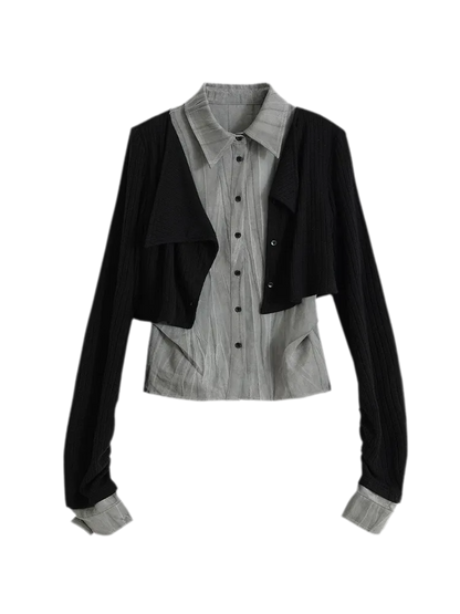 Faux Layered Patchwork Shirt