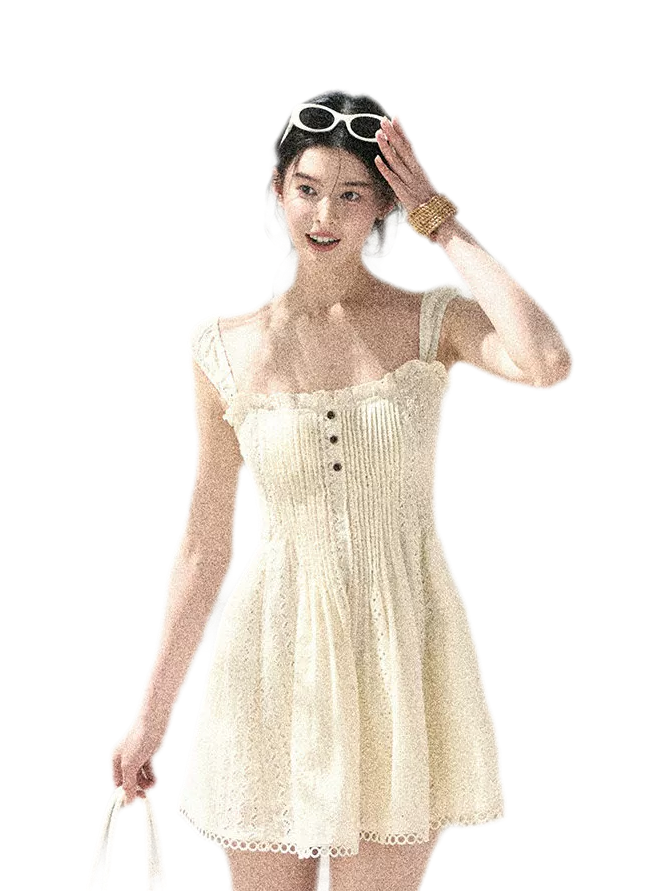 "Gap of Floral Tassels" French Style Lace Ruffled