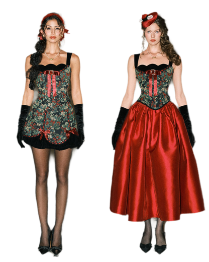 Floral Jacquard Corset Dress