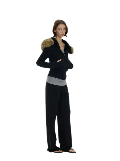 Detachable Fur Collar Hoodie Jacket