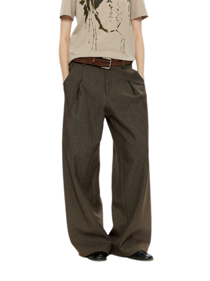 500G Houndstooth Pleated Wide-Leg Pants
